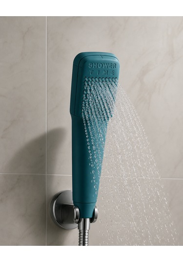 Muraytekno Shower Tıme Renkli Duş Başlığı Güçlü Su Akışı Modern Tasarım El Duşu Mavi