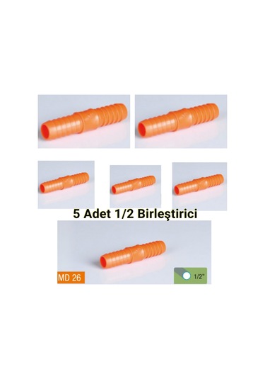 5 Adet 1/2" Hortum Birleştirme Aparatı Plastik