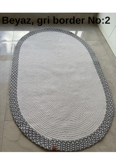Jüt Hasır Örgü Desenli El Yapımı Örgü Halı