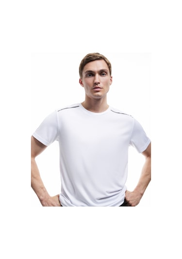 Koton Kısa Kollu Regular Fit Çizgi Detaylı Bisiklet Yaka Spor Tişört Beyaz 6wam10008nk Beyaz