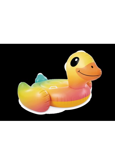 Küçük Ördek Figürlü Tırabzanlı Şişme Deniz Yatağı Çok Renkli