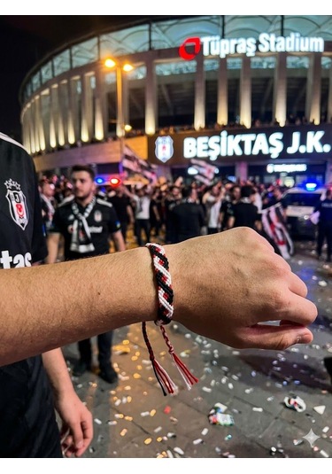 El Yapımı Sonsuzluk Taraftar Bilekliği Siyah - Beyaz