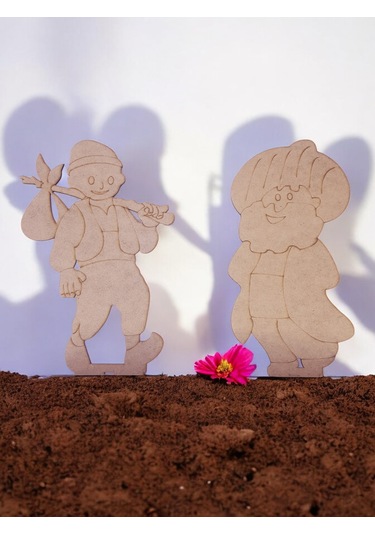 Türk Kahramanlar Nasreddin Hoca Ve Keloğlan Büyük Boy Ahşap Hobi