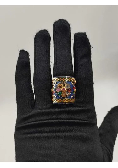 925 Ayar Gümüş Mine İşlem Yüzük 251 Altın