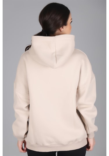 Sweetness Kadın Açık Bej Kapüşonlu Sweatshirt Açık Bej