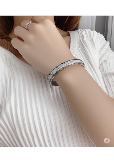 Çelik Silver Taşlı Bileklik Çok Renkli