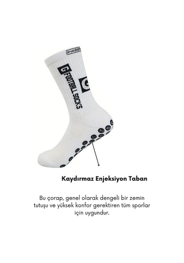 Ghassy Co. 3'lü Erkek Kaydırmaz Tabanlı Futbol Koşu Fitness Pamuklu Spor Çorabı Black