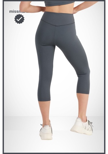 Diz Altı Kapri Tayt Antrasit Yüksek Bel Toparlayıcı Dar Paça Karyoka Dikiş Detaylı Capri 1020 Antrasit