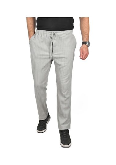 Deepsea Erkek Gri Rahat Kesim Örme Kumaş Beli Lastikli İnce Spor Pantolon 2502216 Gri