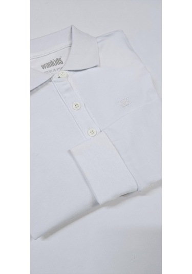 Unisex Çocuk Polo Yaka Uzun Kollu Tişört Sweatshirt Bej