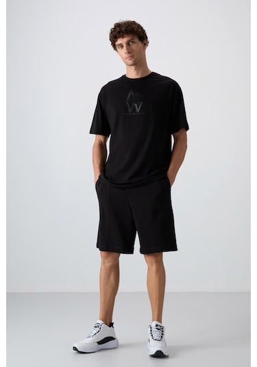 Tommy Life Siyah Pamuklu Kalın Yumuşak Dokulu Comfort Fit Basic Erkek Şort - 81261 Siyah