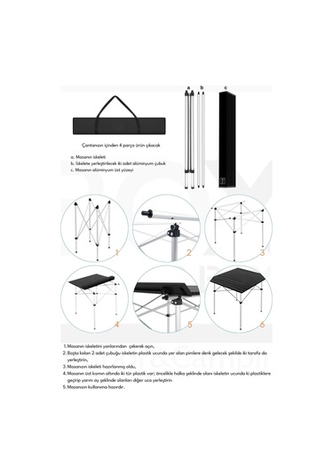 Box&box Alüminyum, Katlanabilir Kamp Ve Piknik Masası, Omuz Askılı Taşıma Çantasıyla Xl, Siyah Siyah