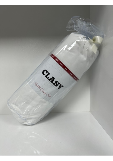 Clasy Ranforce Lastikli Çarşaf Seti Çift Kişilik Düz Beyaz Çok Renkli