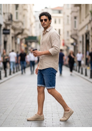 Kaizer Jeans Mavi Erkek Kot Şort Denim