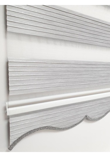Bbb Geniş Pliseli Simli Gri Zebra Stor Perde Mz294