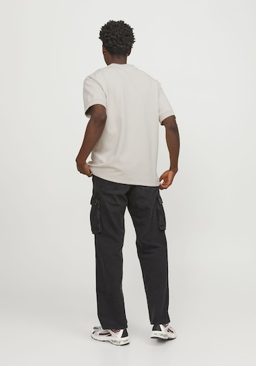 Jack & Jones Erkek Bisiklet Yaka Kısa Kollu Tişört - Deco 12253379 Moonbeam Siyah