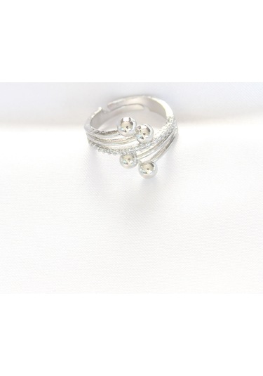 Topçuk Model Zirkon Taşlı Silver Renk Ayarlanabilir Yüzük Diğer