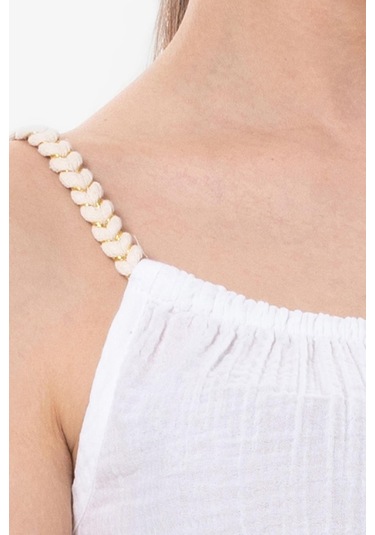 Askılı Alaçatı Yazlık Müslin Bluz Beyaz Byz-beyaz