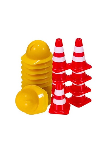 Passing 50 Adet Mini Trafik Konisi Ve Baret Seti - Çocuk Eğitimi Ve Parti Dekorasyonu