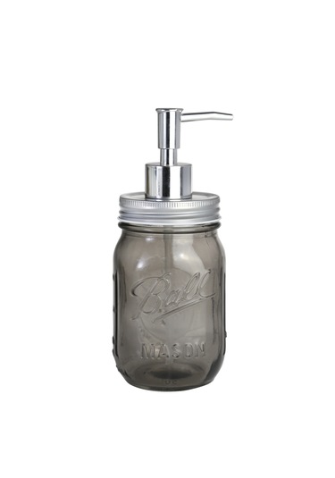Cam Sıvı Sabunluk,çiçek Desenli Gri 8x8x10cm 420ml