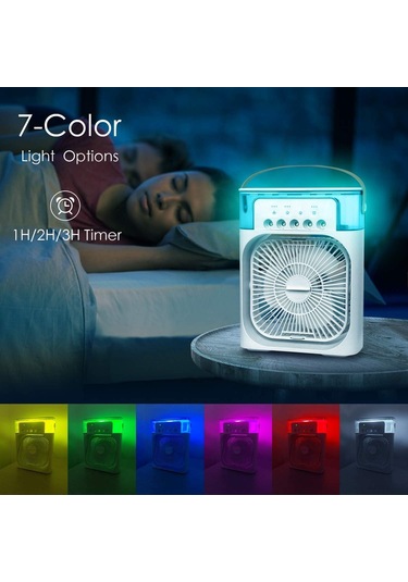 Monyee Usb Taşınabilir Mini Soğutucu Nemlendirici, 3 Rüzgar Hızı, 3 Sprey Modu, Renkli Led Işığı Ve Zamanlayıcı İle, Ofis Ve Ev İçin Beyaz