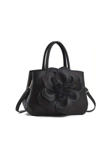 Trendooze Tianchishop Bahar Siyah Kolej Tarzı Unisex Çiçekli El Çantası Siyah Siyah