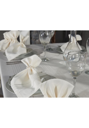 Corvver 26 Parça Dertsiz Masa Örtüsü Takımı Krem Krem