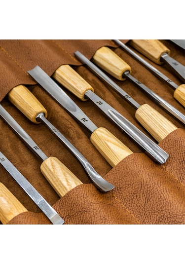 Rox Wood 0125 Deri Çantalı Premium Iskarpela Seti 12 Parça
