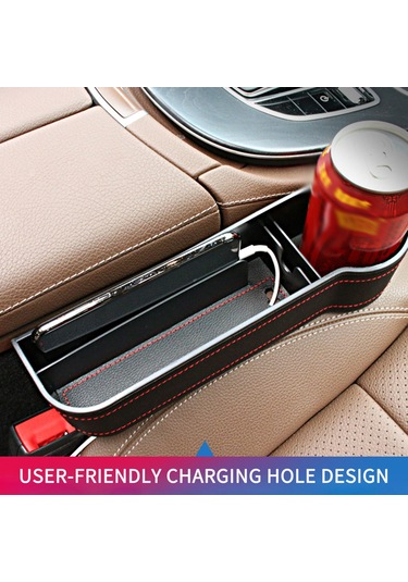 Teltree Sürücü Tarafı Siyah Abs & Pu Deri Araba Koltuk Aralığı Depolama Kutusu - İç Mekan Düzenleme Gereci