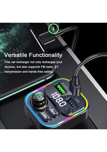 Tenfowee Araç İçin Hızlı Şarj Cihazı - Bluetooth 5.0, Fm Radyo, Usb/typec Çıkışlı 22.5w
