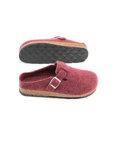 Gezer Kışlık Mantar Taban Tokalı Ayarlanabilir Kadın Ev Terliği Bordo