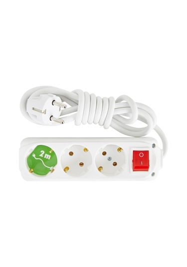 Almera 3lü Anahtarlı Topraklı Grup Priz 2 M Kablolu