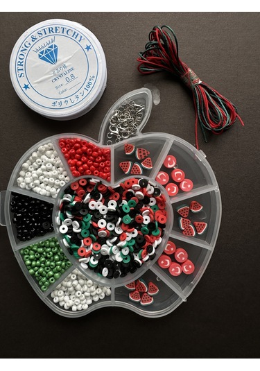 Karpuz Figür Boncuklu Elma Desenli Kutuda Takı Yapım Seti