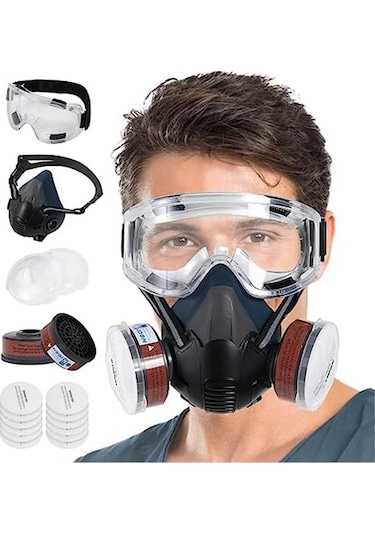Shidai888 Filtreli Solunum Gaz Maskesi, Kimyasallar Için Solunum Maskesi, Organik Buhar, Toz Dumanı, Boya Spreyi, Ağaç Işleme A Renk