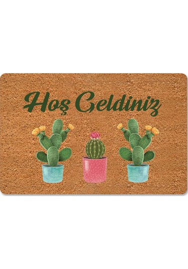 Kaktüsler Temalı Coco Görünümlü Dekoratif Kapı Önü Ve Iç Mekan Paspası Indigo