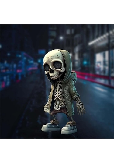 Gri Serin İskelet Figürleri Cadılar Bayramı İskelet Bebek Süslemesi A