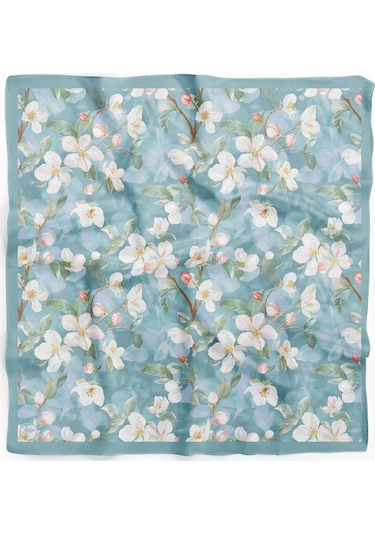 Beyaz Zambak Desen 55x55cm Bandana/fular Çok Renkli