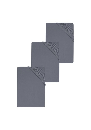 3 Adet Düz Pamuklu Tek Kişilik 90 X 200 Cm Lastikli Penye Çarşaf-antrasit