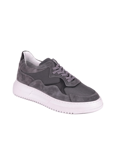 Shoetyle - Gri Süet Bağcıklı Erkek Sneaker 115-602-1334 Gri