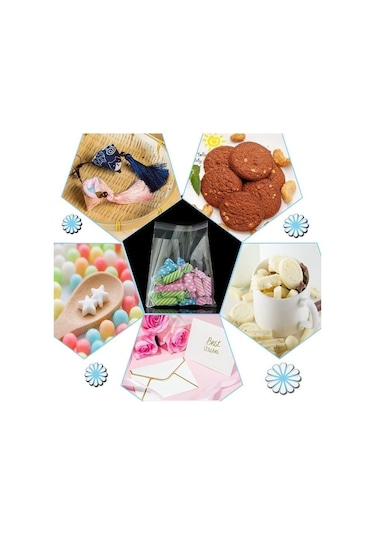 100 Adet 8x12 Kendinden Yapışkanlı Açılıp Kapanabilir Şeker Kurabiye Şeffaf Plastik Poşet Torba