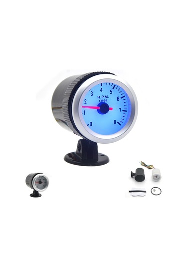 Yifomall 52mm Led Devir Göstergesi - 8000 Rpm'ye Kadar Dijital Gösterge, Mavi Arka Işıklı, 1-8 Silindir Araçlar İçin