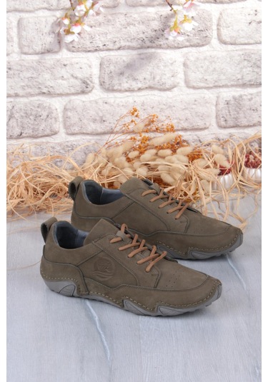 Mehmet Mete 42325 Comfort Rahat Esnek Hakiki Deri Erkek Ayakkabı Haki