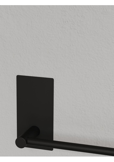 Paslanmaz Çelik Siyah Yapışkanlı Havluluk - Havlu Askısı 45 Cm Mat Siyah