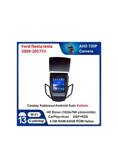 Ford Fiesta Tesla 2009-2017yıl 4gb Ram 64gb Rom Multimedya Carpla