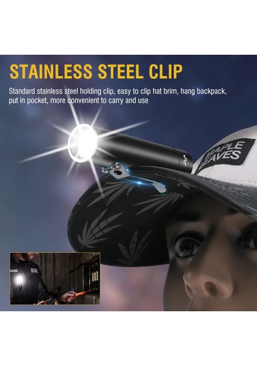 Kosona V5s Mini Led Feneri 500lm: Usb Type-c Şarjlı, Çift Taraflı Işık Modları, Mıknatıslı, Alüminyum Gövde, Ipx5 Su Geçirmez Siyah