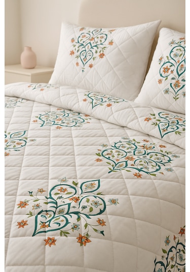 Canary Çift Kişilik Kapitone Dolgulu Pike 4 Mevsim Baklava Dsn Yastık Kılıfı Dahil 200x230cm Çok Renkli