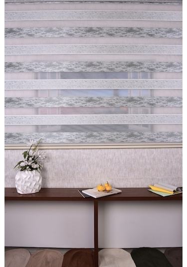 Gri Düz-pliseli Etek Dilimsiz 10790-v11 Zebra Stor Güneşlik Perde