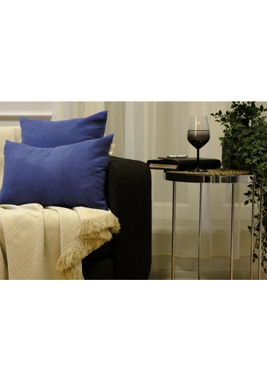 4'lü Kadife Dokulu Kırlent Kılıfı Açık Mavi-2583 Mavi