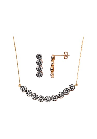 Efruz Kolye & Küpe Rose Altın Set TDT555-ST2