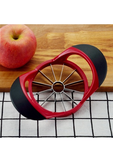 Xindoker Ev İçin Çelik Meyve Dilimleyici - 12 Parça Elma Kesici, Plastik Meyve Bölücü, Kolay Kullanım, Temizlenebilir Kırmızı-siyah, Pp Poşetli Diğer